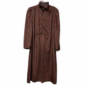 Vintage Size 6 Leslie Fay Vintage Ditsy Floral High Neck Secretary Dress 60’s B8